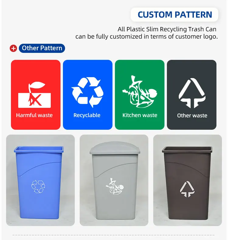 Rectangular garbage waste bin recyclable dustbin plastic outdoor kitchen trash can details