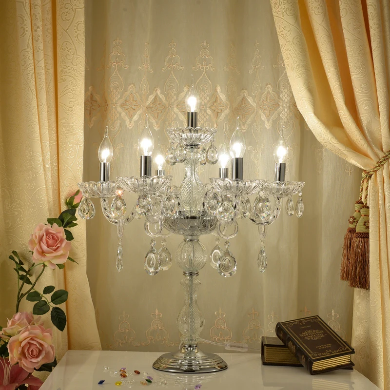 European Style Simple Crystal Table Lamp Creative Dining Table Decoration Lamp Luxury Living Room Lighting Glass Table Lamp