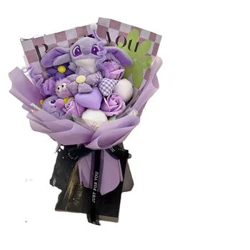 Doll Bouquet Kawaii Anime Valentine's Day Festival Gift for Girlfriend Teddy Bear Plush Toys Stuffed Flower Bouquet Doll