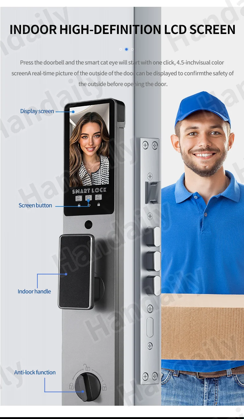 factory security tuya wifi 3d face recognition fingerprint smart lock keyless intercom digital cerradura inteligente door lock xf14s-9