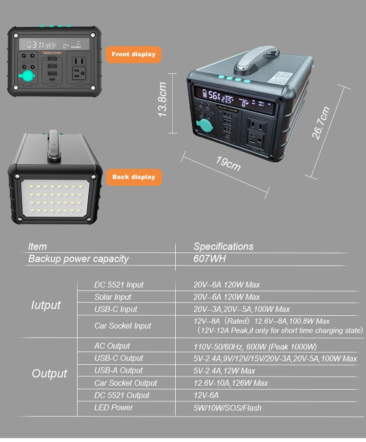 Outdoor 600W Mobile Power Station Ponsel darurat Solar Camping Power Station 1