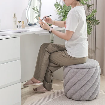Bedroom Living Room Golden Steel Base Removable Lid Modern Vanity Round Velvet Footrest Stool Seat Storage Ottoman
