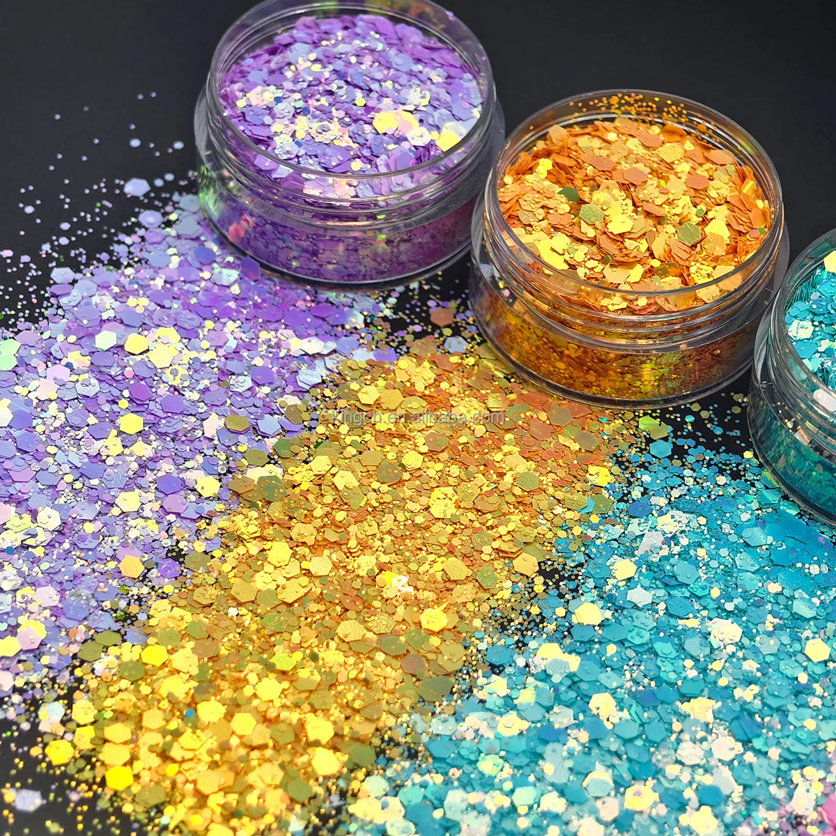 product bulk 15 colors rainbow glitter 5g shaker nail art solvent resistant polyester glitter-5