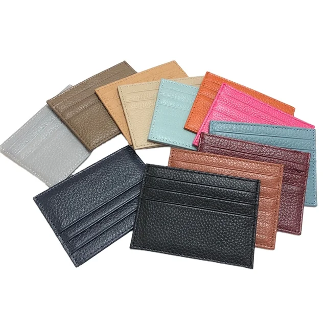 Genuine Leather Cards Holder Slim 7 Slots Real Leather Credit Cards Holders Wallet For Women Men Can Custom Logo Packaging