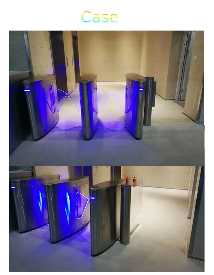 GYM Oval Design Factory RFID Card QR Code Stainless Steel Office Building Flap Barrier