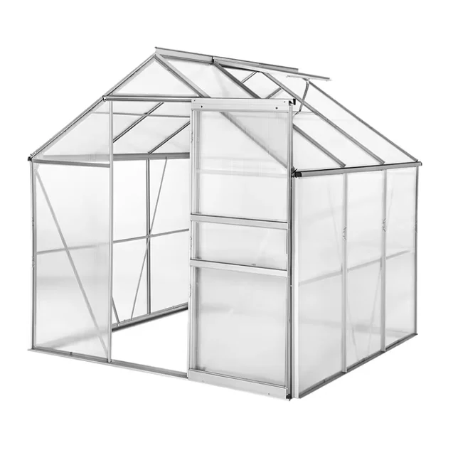 Lockable Prefabricated Greenhouses with Polycarbonate Cover & Aluminum Frame Garden Shed Backyard PC Garden Buildings