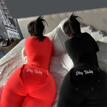 2021 Sexy women lounge wear sleepwear jumpsuit onsies adult onesies with butt flap pajamas for women