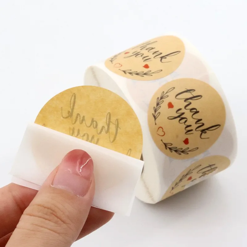 Customize Logo Labels Kraft Paper Round Stickers for Present Gift Box Stickers Packaging Thank You Labels
