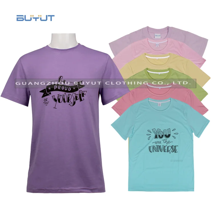BUYUT Custom 100 Polyester Soft Touch Pastel Colours t Shirts  Big Size Men Women t Shirts for Sublimation Printing