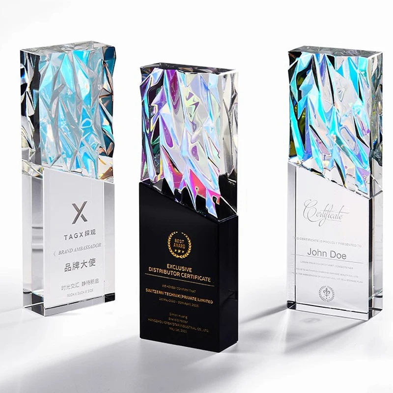 2024 Custom Colored Rectangle Diamond K9 Glass Crystal Award Trophies ...