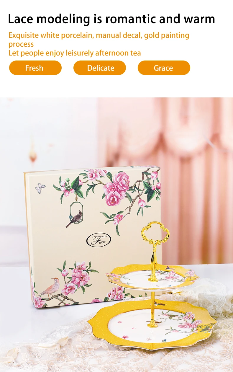 Exquisite floral design Classical ceramic porcelain tea set coffee tea cup and saucer with tea pot drinkware Gift box supplier