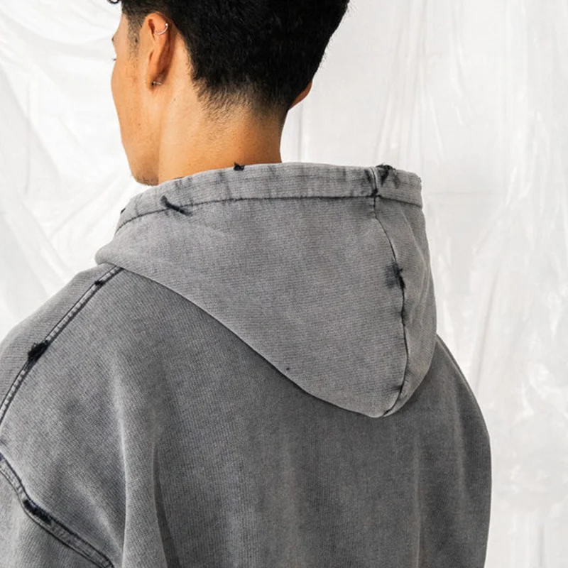 Vintage Acid Wash 420 Gsm Hoodie - Oversized Distressed