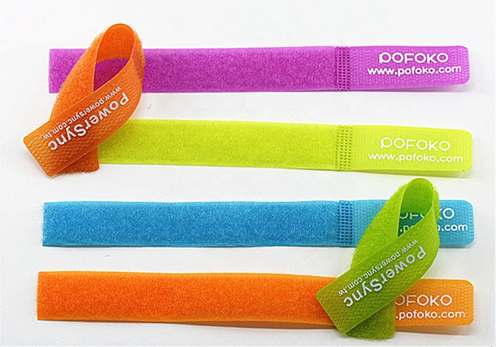 High Quality Printed Custom Logo Colorful Hook And Loop Cable Tie