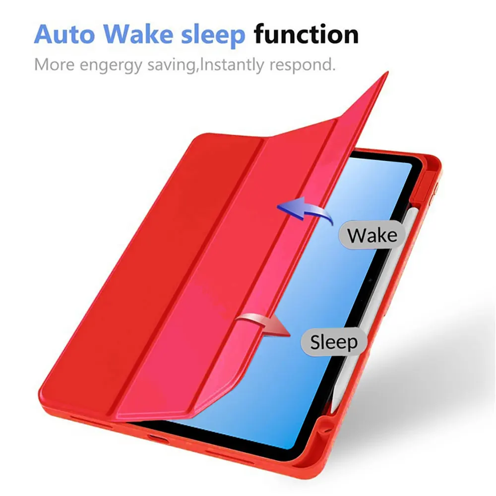 Magnetic Attached Pencil Wireless Charging Case for iPad Tri-Fold Foldable Stand Smart Cover Auto Sleep Wake Protective Shell