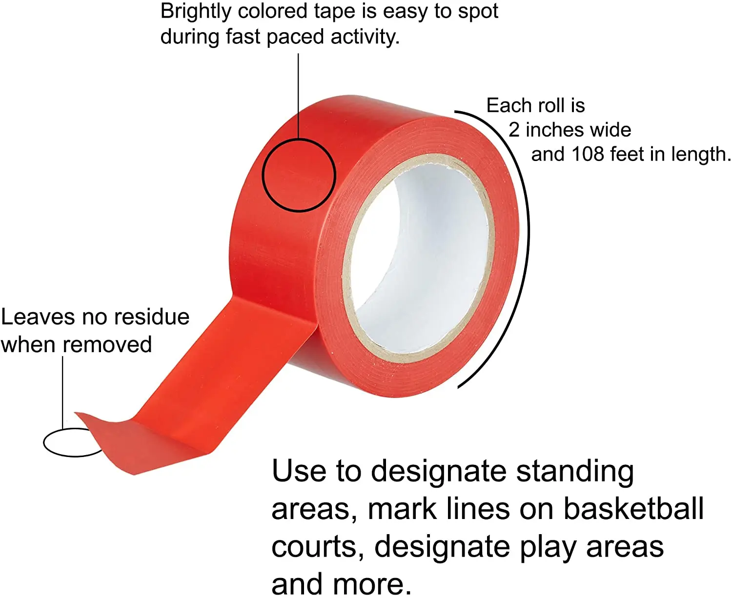 Ultraadhesive White Red Hazard Tape For Floor Marking Highvisibility