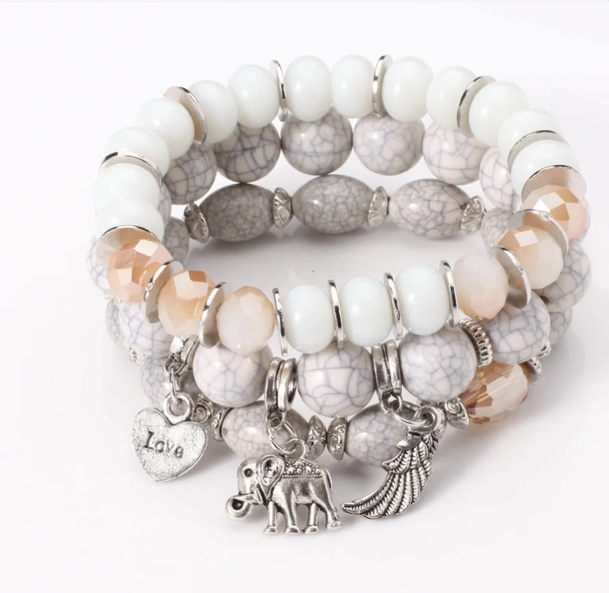 3 Sets Bohemian Beaded Bracelets For Women Girls Multilayer Stretch