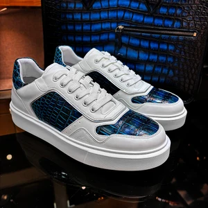 Stylish Genuine Crocodile Leather Luxury Shoes Men Breathable Skateboard Men's Leather Shoes Lace-up Walking Style Men Shoes