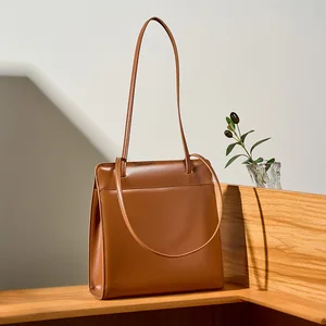 Custom OEM Manufacturer Genuine Leather Women Shoulder Bag Private Label High Quality Vintage Tote Underarm Bag Single Strap