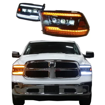 For 2009-2018 Dodge Ram 1500 Head Light LED Three Lens Front Car Lamp Dodge Ram 1500 Modified headlights