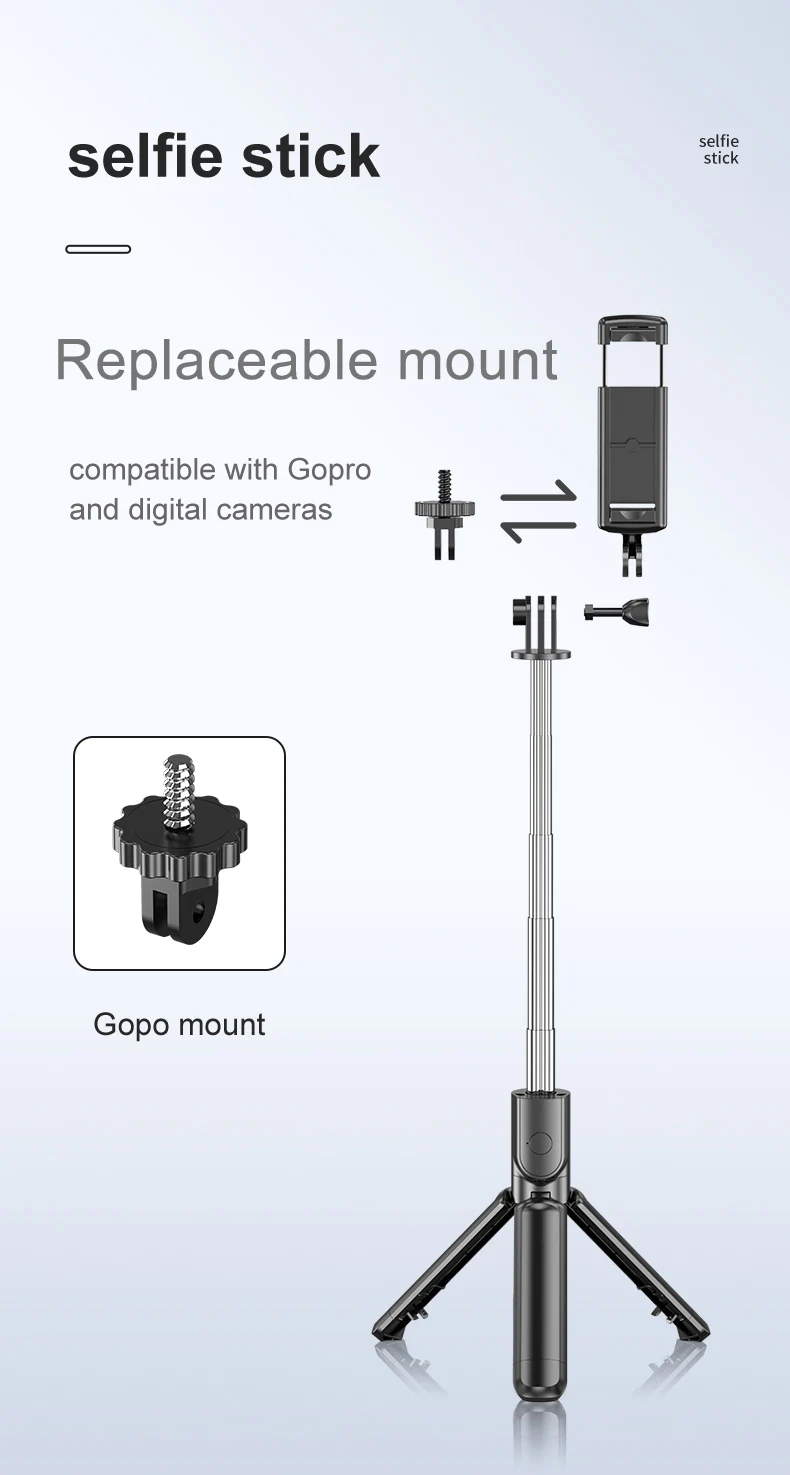 Selfie Stick Tripod with Bluetooth Detachable Wireless Remote Extendable Portable Selfie Stick Phone Tripod Stand for Gopro