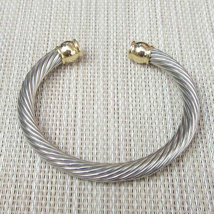 Stainless Steel Twisted Thread Double Color Diamond Bracelet Women Bracelet Stylish Simple Adjustable Jewelry Twisted Bracelets