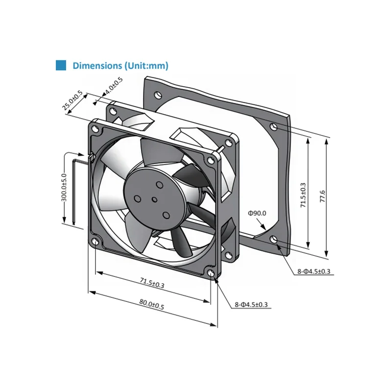 Ventilation Fans 8025 80x80 1.6w 8025A Waterproof 8025 80mm Dc Cooling Fan 12v 24v Waterproof Ip66 IP68 Fan 12v