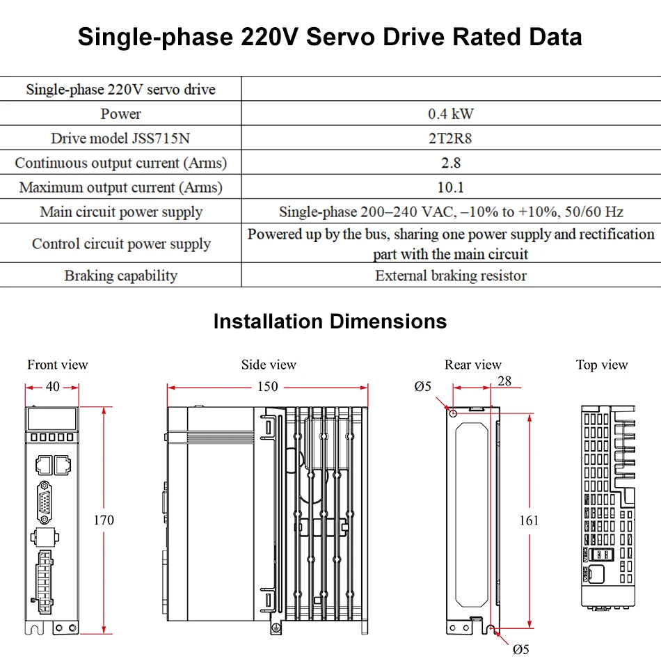 EtherCAT IP67 17-bit Ac Servo Drive Single-phase Servo Motor Kit 400W 220VAC 3000RPM 1.27N.m Ac Servo Motor with Drive