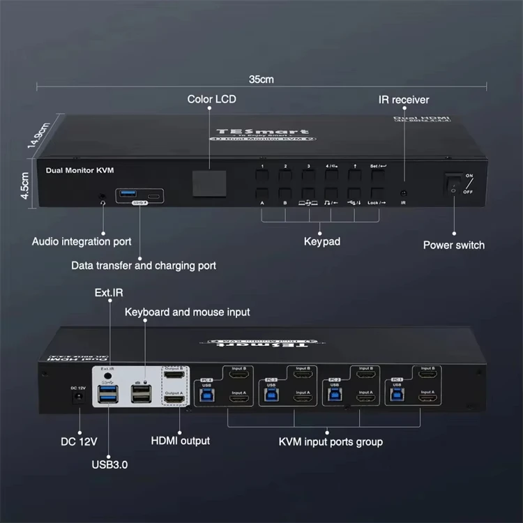 Switch kvm hdmi usb 3.0 tesmart para 2 monitores y 4 pc_voghion.com