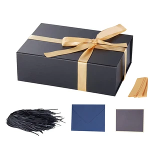 Wholesale Custom Magnetic Foldable Garment Gift Box 280x200x90mm Logo Printed Rigid Cardboard Ribbon Gift Boxes