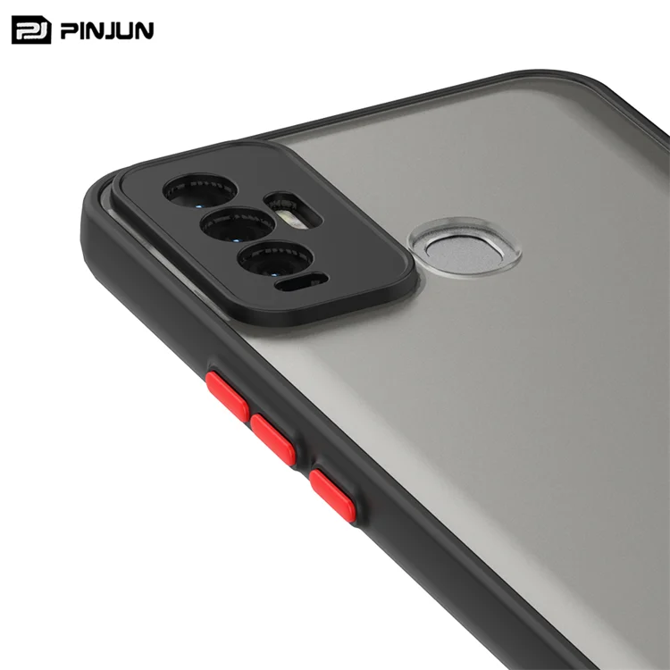 luxury Mixed Color Translucent Matte PC Hard soft tpu smoke case with colorful button For Tecno Camon 18i mobile phone cases