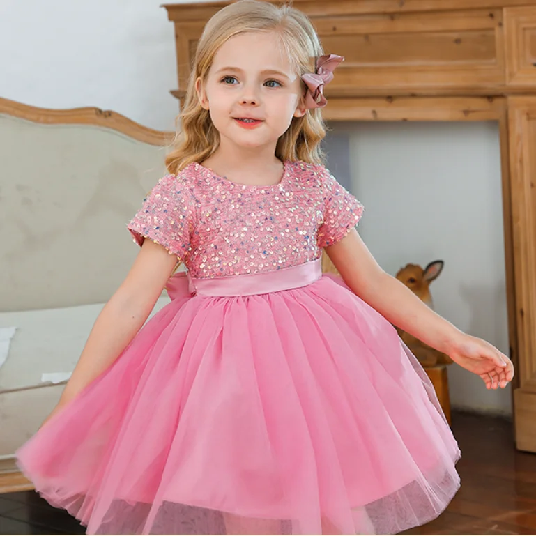 3-8 ans robe de princesse paillettes fête enfants vêtements fleur filles  mariage soirée dentelle robe de bal élégant enfants robes pour fille