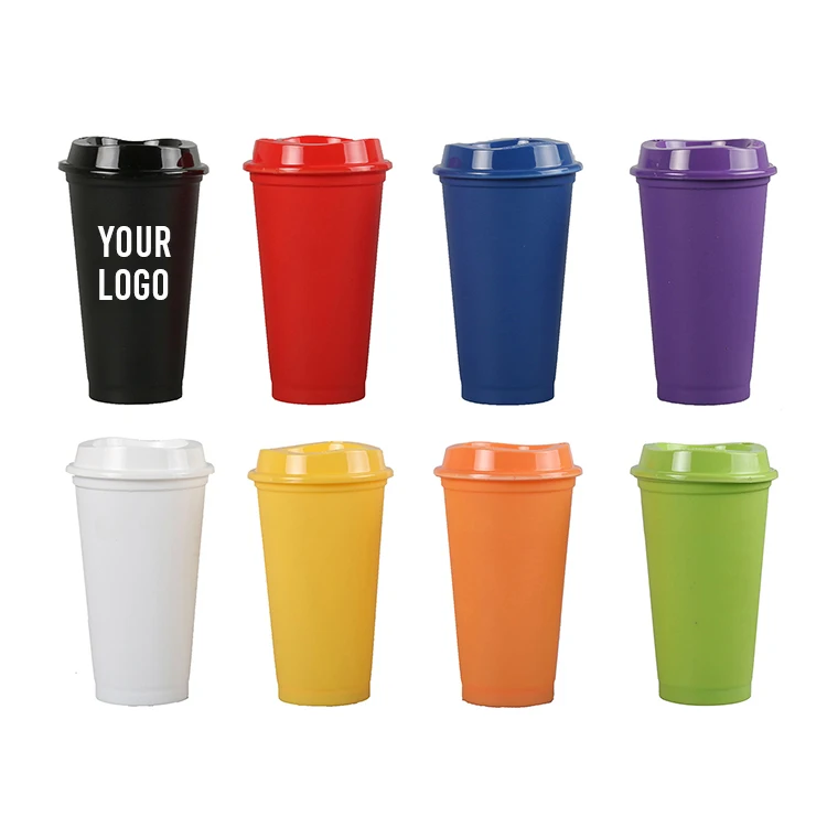 Custom Logo 16oz Hard PP Coffee Cup, BPA FREE Reusable Plastic Cups with  Lids