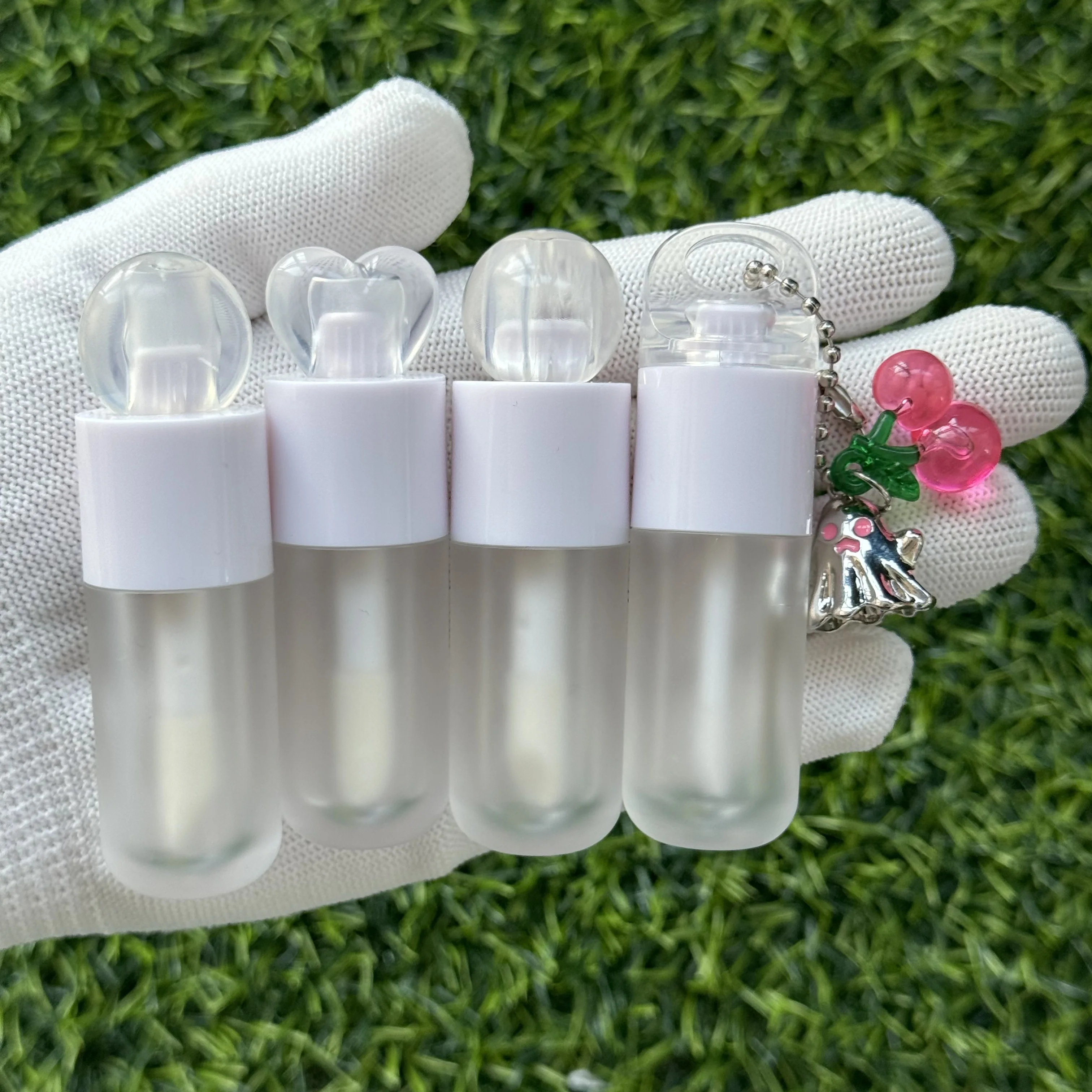 5ml Empty Frosted Lip Gloss Bottle Tubes with Big Brush Lipgloss Tube love Shape Head Cosmetics Packaging