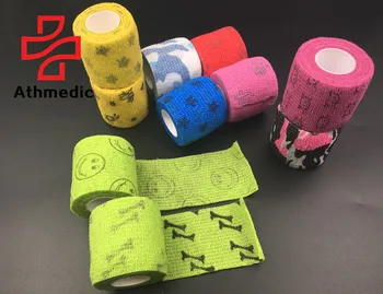 2022 Athmedic sport China printed Self Adhesive Bandage Printed Cohesive Compression Custom print cohesive bandage