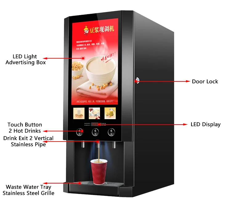 D30S Hot Milk Tea Vending Machine Instant Soybean Milk Vending Machine  Automatic Coffee Vending Machine Powder Beans
