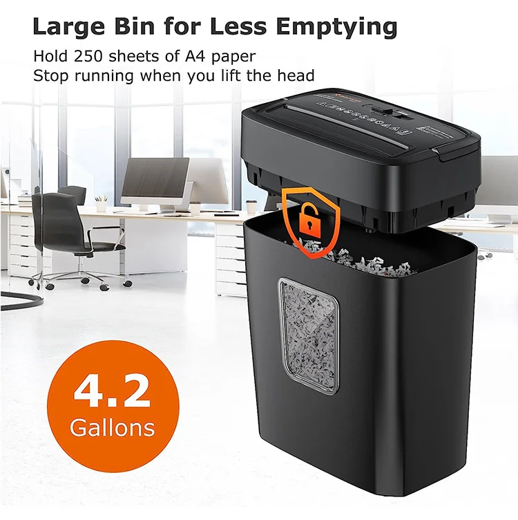 8 Sheets Crosscut Home Office 14.5l Paper Basket 40 Min Paper Shredder