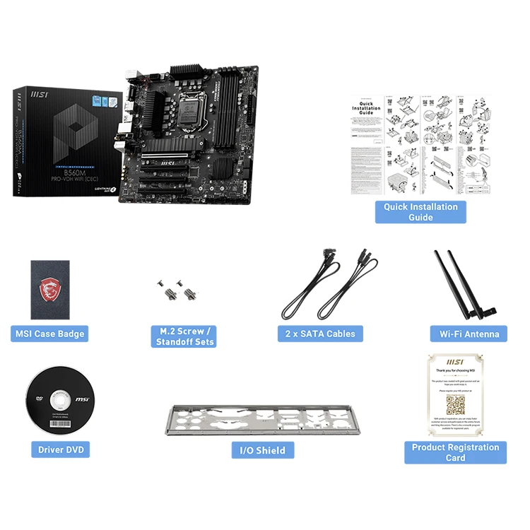 Placa-mãe MSI B560M PRO-VDH WIFI CEC Micro-ATX para Intel LGA 1200