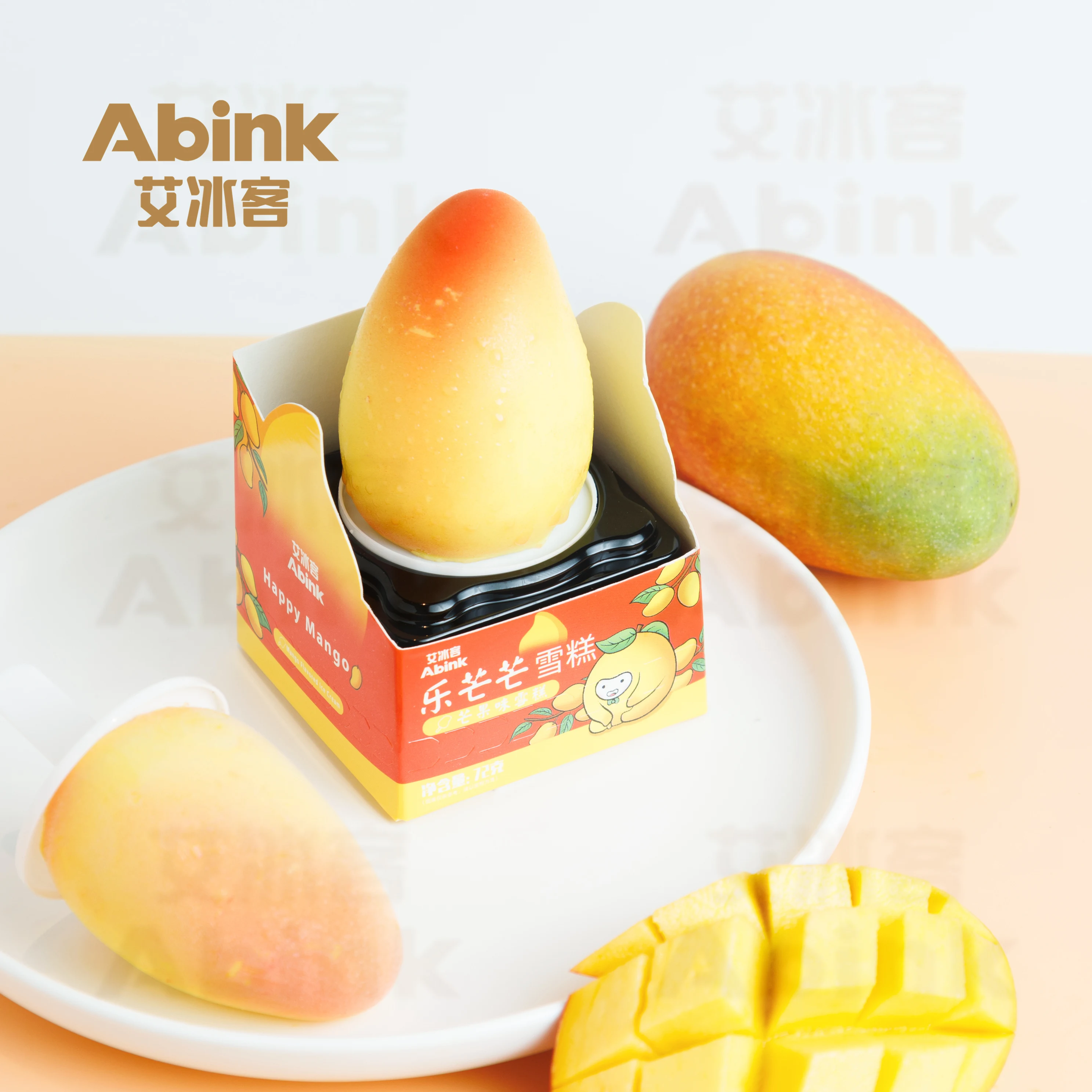Abink Happy Mango Ice Cream Refreshing 3D Fruit & Chocolate Shapes Wholesale Original Flavor with Milk Added Stick Box