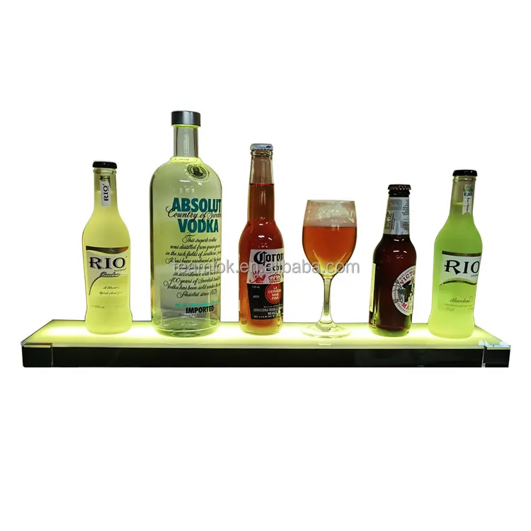 LED bar bottle display shelf 18" 24" 36" 48" wall mounted led acrylic floating wall shelf