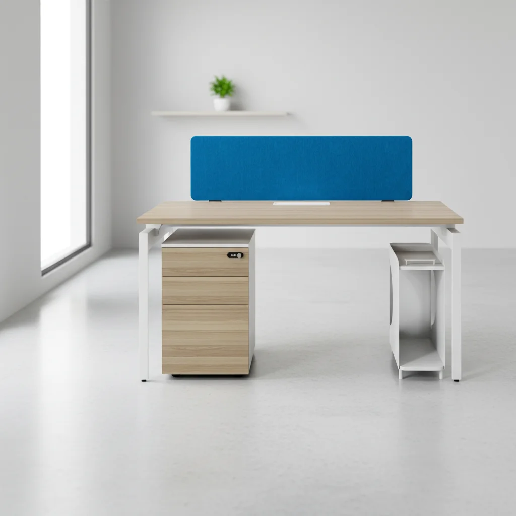 Office Wood Workstation Aluminum Frame Integrated Cable Management Modern Standing Desk Design Professional Desk 4