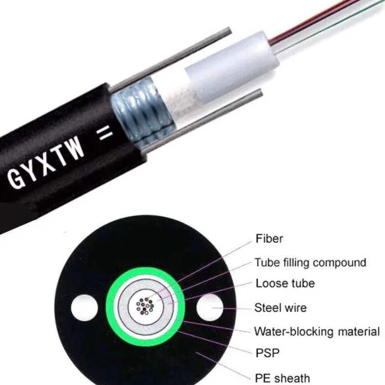 Factory outdoor aerial armoured 4 core GYXTW fiber optic cable 6 8 12 core 24 core fibre optical cables
