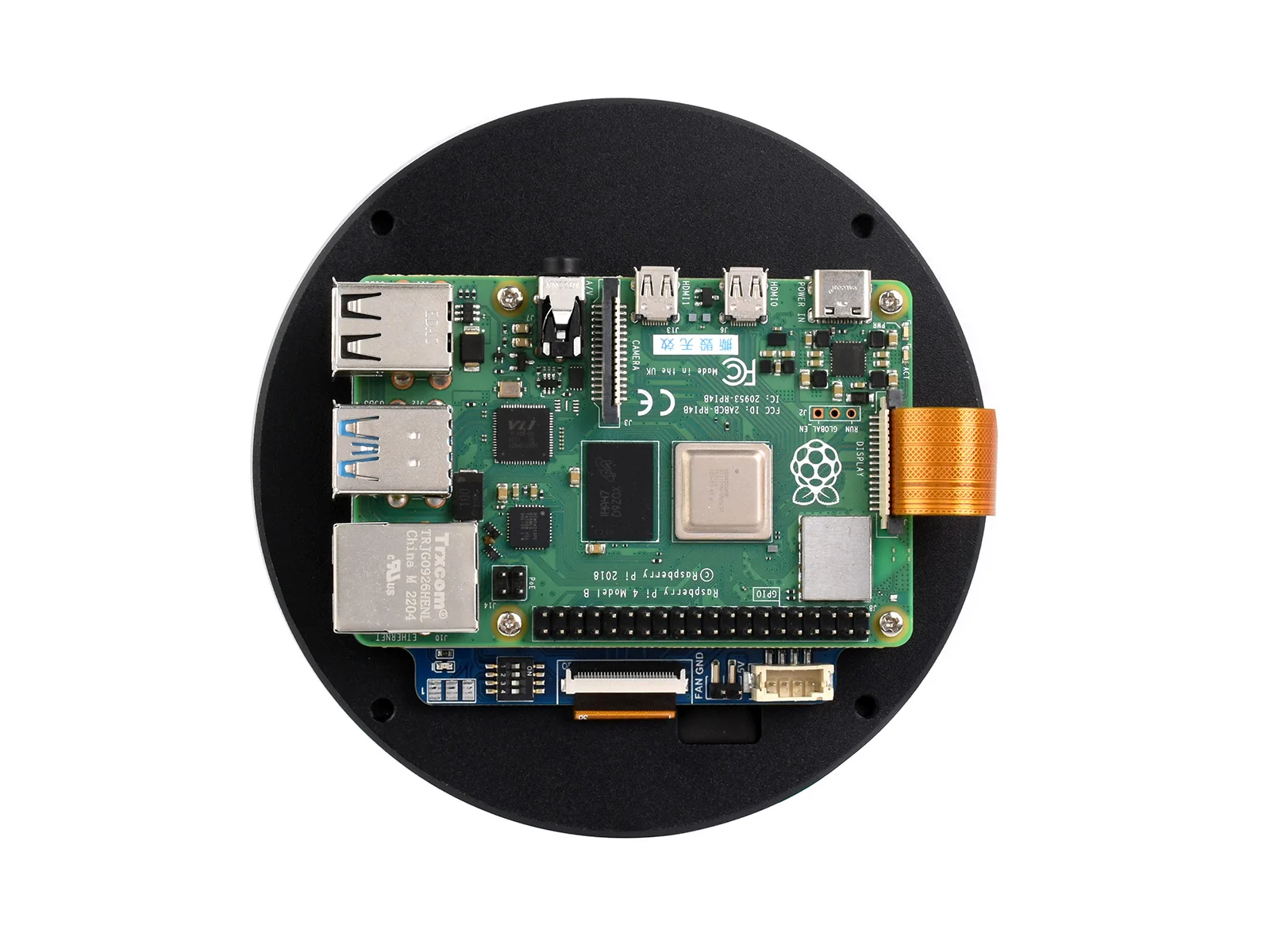 waveshare 3.4inch Round Touch Display 800 x 800 IPS LCD Screen DSI Interface, 10-Point Capacitive Touch Control, Compatible with Raspberry Pi 4B/3B+/3 Waveshare 3.4inch DSI Round Touch Display, 800×800, IPS, 10-Point Touch,  for Raspberry Pi 4B⁄3B+
