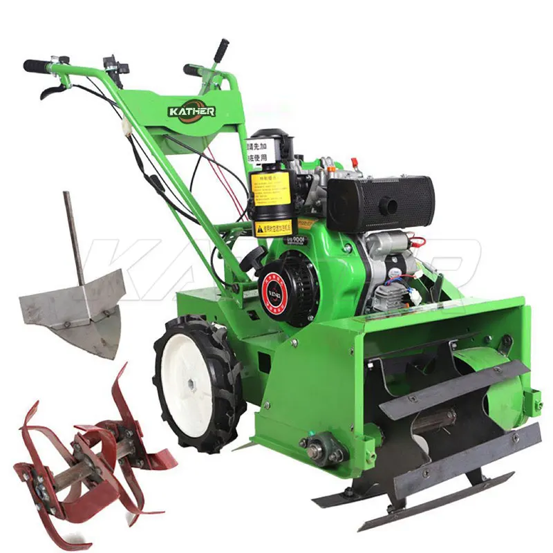 KATHER Motocoltivatore Rotativo Multifunzionale per Giardino, Fattoria e Frutteto, a Benzina, Piccolo Micro-Aratri, Sarchiatore, Sbancatore di Solchi, Macchina per Allentare il Terreno
