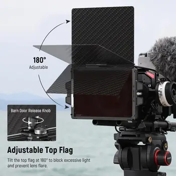 NEEWER Mini Matte Box With a 4"x5.65" Filter Tray, Carbon Fiber Flag, 4 Circular Lens Ring Adapters (67/72/77/82mm), Compatible detail image