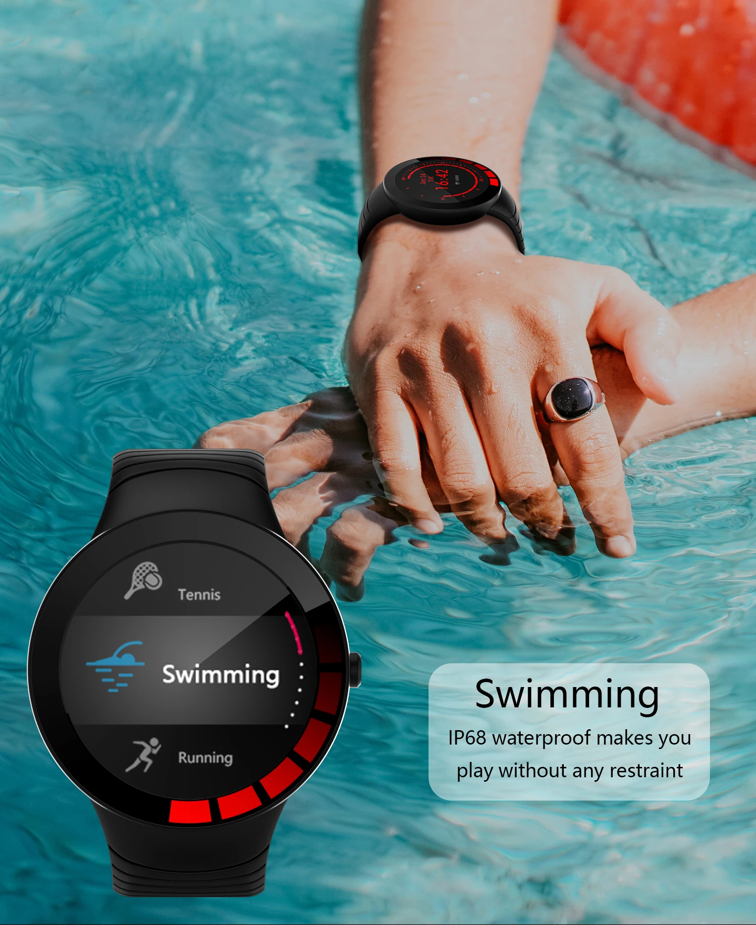 Hot Selling E3 Smart Watch IP68 Waterproof Heart Rate Tracker Blood Oxygen  Monitor Round Touch Screen Watch