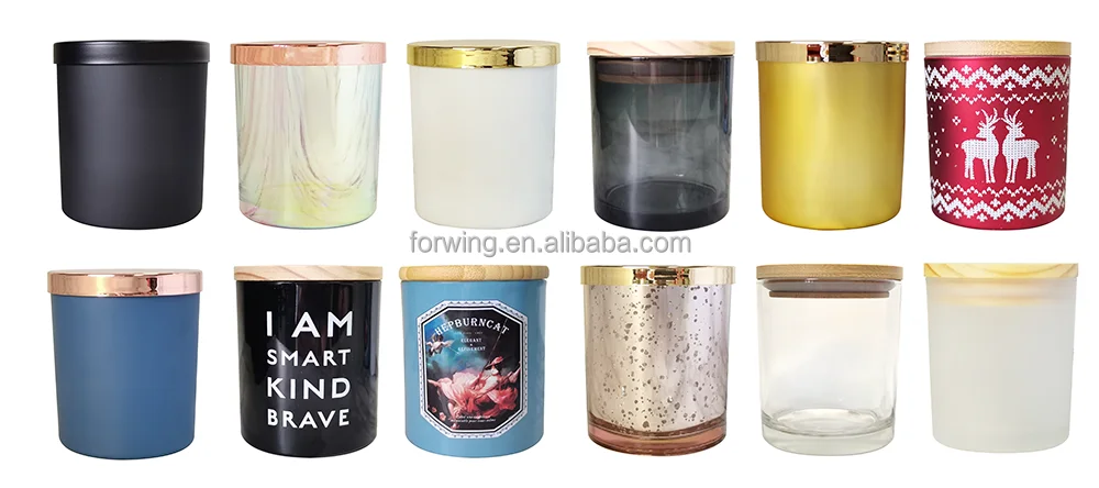 Luxury frosted glass candle jar container candle jars with metal lid for candle making supplier