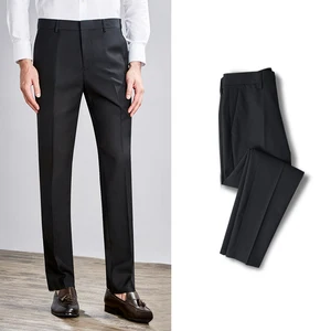 Summer Lightweight Casual Long Pants for Men; Business and Commuting Draped Suit Pants with Elastic Waist and Wrinkle-free Pants