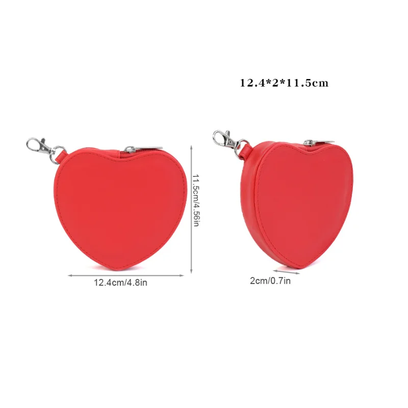 Leather Heart Coin Purse Keyholder Heart Shaped Wallet Mini 