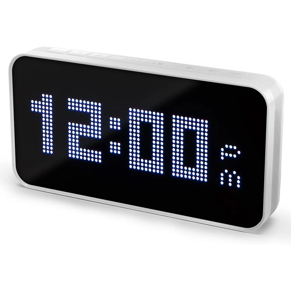 Smart Digital Alarm Clock for Bedroom Cool Pixel Art LED Dot Matrix Display Weather Temperature Humidity Animation Sleep Machine
