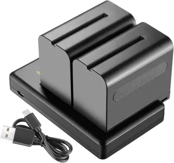 Neewer 2-Pack 6600mAh Li-ion Battery with USB Charger Field Monitor for Sony